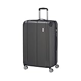 travelite Hartschalenkoffer groß, erweiterbar, 4 Rollen, CITY, Trolley mit kratzfester Oberfläche, TSA Schloss, Dehnfalte, 77 cm, 113 - 124 Liter