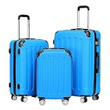 BEIBYE Hartschalen-Koffer Trolley Rollkoffer Reisekoffer Handgepäck 4 Rollen (M-L-XL-Set) (Turquoise, Set)